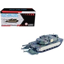 United States M1A1 AIM TUSK (Tank Urban Survival Kit) with Mine Plow (Travel Mode) 'United States Marine Corps 8th Tank Battalion II MED Iraq' (2003) Green Camouflage 'NEO Dragon Armor' Series 1/72 Plastic Model by Dragon Models