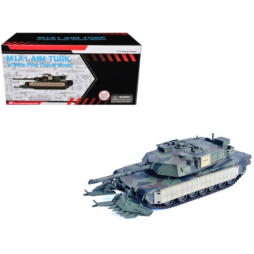 United States M1A1 AIM TUSK (Tank Urban Survival Kit) with Mine Plow (Travel Mode) 'United States Marine Corps 8th Tank Battalion II MED Iraq' (2003) Green Camouflage 'NEO Dragon Armor' Series 1/72 Plastic Model by Dragon Models