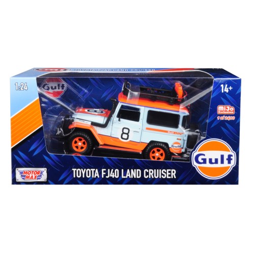 Toyota FJ40 Land Cruiser #8 'Gulf Oil'  White Limited Edition to 2400 pieces Worldwide 1/24 Diecast Model Car by Motormax