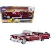 1958 Chevrolet Impala Convertible Lowrider Dark Red Metallic with Red Interior 'Get Low' Series 1/24 Diecast Model Car by Motormax