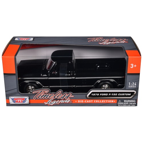 1979 Ford F-150 Custom Pickup Truck Black 'Timeless Legends' Series 1/24 Diecast Model Car by Motormax