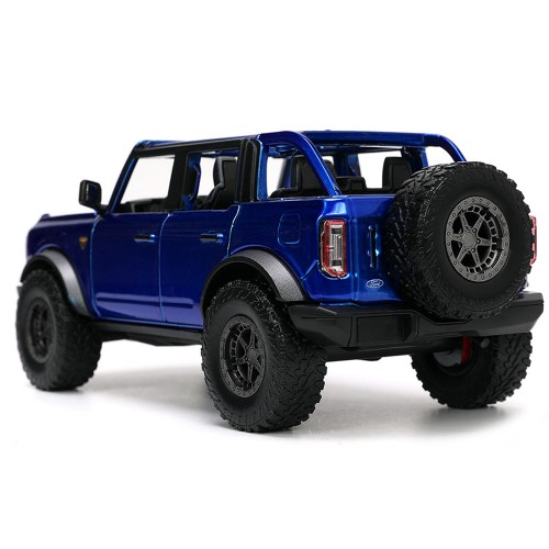 2021 Ford Bronco Open-Top Candy Blue Metallic with Extra Wheels 'Just Trucks' Series 1/24 Diecast Model Car by Jada