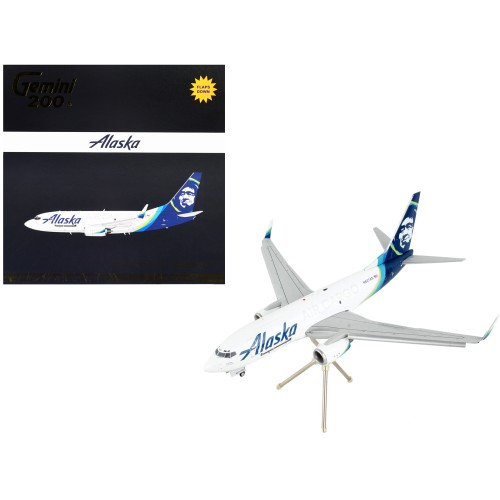 Boeing 737-700BDSF Commercial Aircraft with Flaps Down 'Alaska Air Cargo' White with Blue Tail 'Gemini 200' Series 1/200 Diecast Model Airplane by GeminiJets