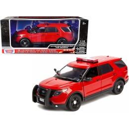 2015 Ford Police Interceptor Utility 'Fire Marshal' Plain Red 1/18 Diecast Model Car by Motormax