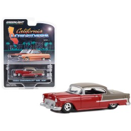 1955 Chevrolet Bel Air Lowrider Ruby Red and Matt Bronze 'California Lowriders' Series 3 1/64 Diecast Model Car by Greenlight