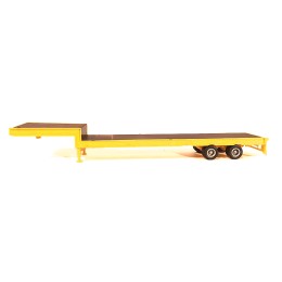 2-Axle Step Deck Equipment Trailer with Ramps Yellow 1/87 (HO) Plastic Model by Promotex
