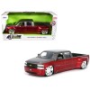 1999 Chevrolet Silverado Dually Pickup Truck Red Metallic and Gray with Custom KMC Wheels 'Just Trucks' Series 1/24 Diecast Model Car by Jada