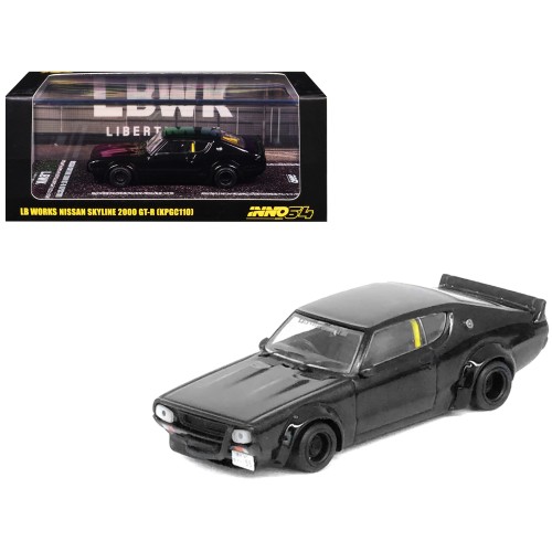 Nissan Skyline 2000 GT-R (KPGC110) RHD (Right Hand Drive) 'LB-Works' Black 1/64 Diecast Model Car by Inno Models