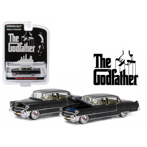1955 Cadillac Fleetwood Series 60 Black 'The Godfather' (1972) Movie 'Hollywood Series' Release 14 1/64 Diecast Model Car by Greenlight
