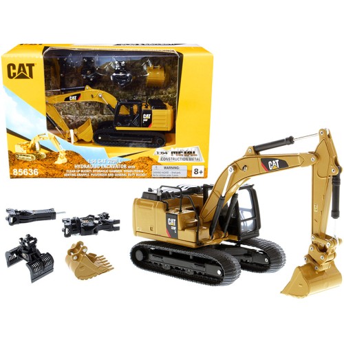 CAT Caterpillar 320F L Hydraulic Tracked Excavator with 5 Work Tools 'Play & Collect!' 1/64 Diecast Model by Diecast Masters