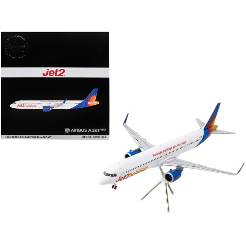 Airbus A321neo Commercial Aircraft 'Jet2Holidays' (G-SUNB) White with Tail Graphics 'Gemini 200' Series 1/200 Diecast Model Airplane by GeminiJets