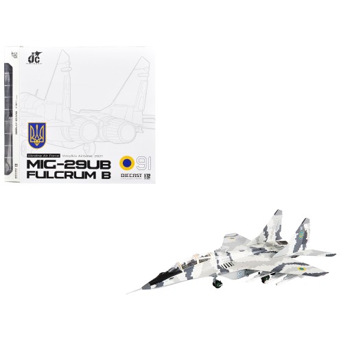 Mikoyan MiG-29UB Fulcrum-B Fighter Aircraft 'Vasylkiv Air Base Ukraine' (2021) Ukrainian Air Force 1/72 Diecast Model by JC Wings