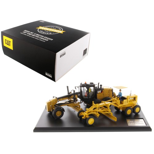 Cat Caterpillar No. 12 Motor Grader (Circa 1939-1959) and Cat Caterpillar 12M3 Motor Grader (Current) with Operators 'Evolution Series' Set of 2 pieces 1/50 Diecast Models by Diecast Masters