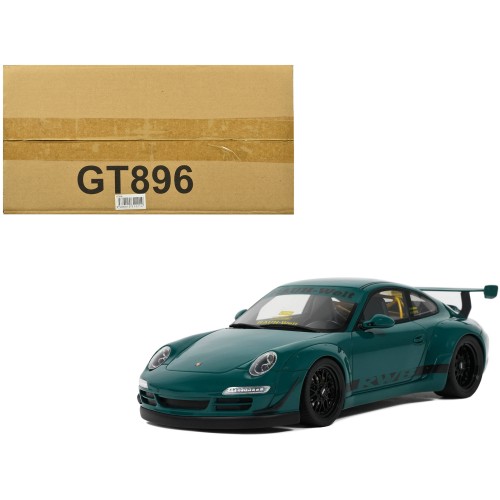 2021 RWB Bodykit 'Syunkashuto' Green with Black Stripes 1/18 Model Car by GT Spirit