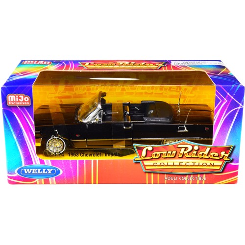 1963 Chevrolet Impala SS Convertible Black 'Low Rider Collection' 1/24 Diecast Model Car by Welly