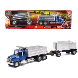 Freightliner 114SD Dump Truck with Twin Dump Body Blue 'Long Haul Trucker' Series 1/32 Diecast Model by New Ray