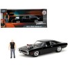 Dodge Charger R/T Black with Dom Diecast Figure 'Fast & Furious' (2009) Movie 'Hollywood Rides' Series 1/24 Diecast Model Car by Jada