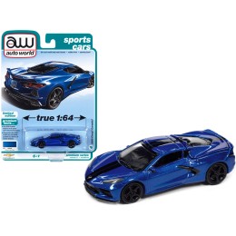 2020 Chevrolet Corvette Elkhart Lake Blue Metallic 'Sports Cars' Limited Edition 1/64 Diecast Model Car by Auto World