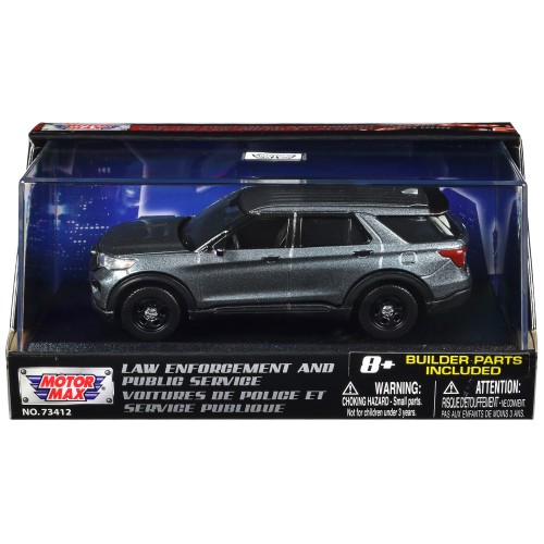 2022 Ford Police Interceptor Utility Gray Metallic Unmarked 'Custom Builder's Kit' 'Law Enforcement and Public Service' Series 1/43 Diecast Model Car by Motormax