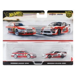 Nissan 240SX (S14) RHD (Right Hand Drive) #19 Red and White and Nissan Silvia (S15) RHD (Right Hand Drive) Red and White 'Car Culture' Set of 2 Cars Diecast Model Cars by Hot Wheels