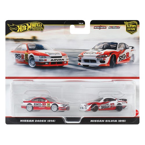 Nissan 240SX (S14) RHD (Right Hand Drive) #19 Red and White and Nissan Silvia (S15) RHD (Right Hand Drive) Red and White 'Car Culture' Set of 2 Cars Diecast Model Cars by Hot Wheels