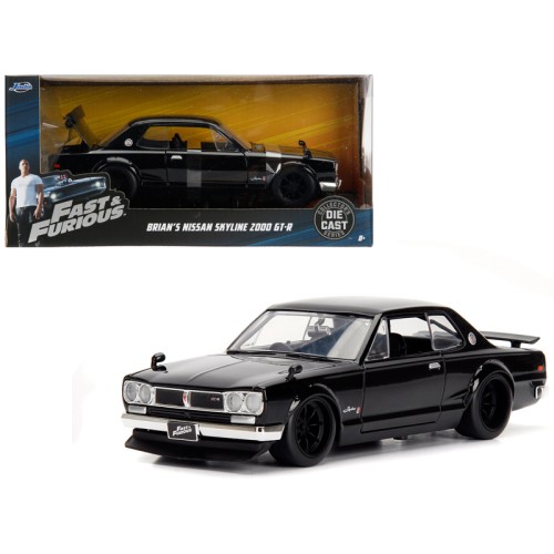 Brian's Nissan Skyline 2000 GT-R RHD (Right Hand Drive) Black 'Fast & Furious' Movie 1/24 Diecast Model Car by Jada