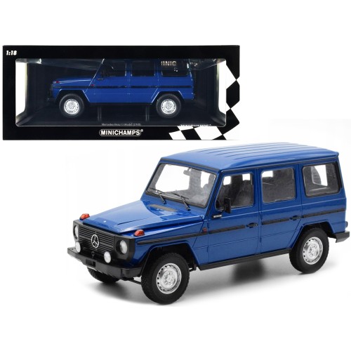 1980 Mercedes-Benz G-Model (LWB) Dark Blue with Black Stripes Limited Edition to 402 pieces Worldwide 1/18 Diecast Model Car by Minichamps