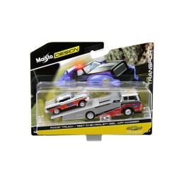 1957 Chevrolet Bel Air Gasser #786 Silver and Red with Ramp Tow Truck 'Elite Transport' 1/64 Diecast Models by Maisto