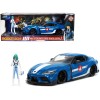 2020 Toyota Supra Blue with Graphics and Max Sterling Diecast Figurine 'Robotech' 'Hollywood Rides' Series 1/24 Diecast Model Car by Jada