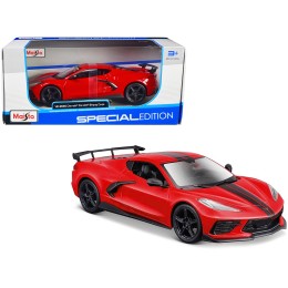 2020 Chevrolet Corvette Stingray Coupe Red with Black Stripes 'Special Edition' Series 1/24 Diecast Model Car by Maisto