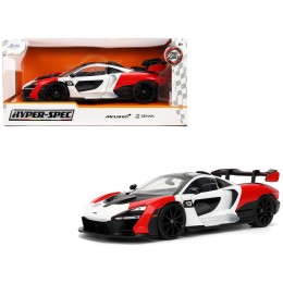 McLaren Senna Red and White with Carbon Hood and Top 'HyperSpec' Series 1/24 Diecast Model Car by Jada