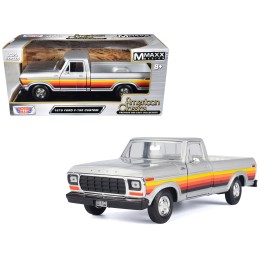 1979 Ford F-150 Custom Pickup Truck Silver Metallic with Side Stripes 'American Classics' Series 1/24 Diecast Model Car by Motormax