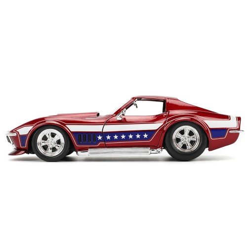 1969 Chevrolet Corvette Stingray ZL1 Red Metallic with Stars and Stripes Graphics 'Bigtime Muscle' Series 1/24 Diecast Model Car by Jada