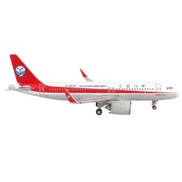 Airbus A320neo Commercial Aircraft 'Sichuan Airlines' White with Red Stripes and Tail 1/400 Diecast Model Airplane by GeminiJets
