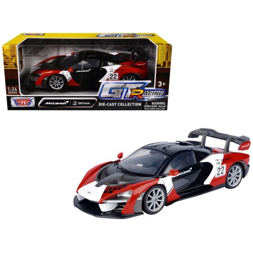 McLaren Senna #22 Black with Red and White Graphics 'GT Racing' Series 1/24 Diecast Model Car by Motormax