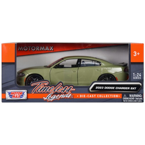 2023 Dodge Charger SXT Green Metallic 'Timeless Legends' Series 1/24 Diecast Model Car by Motormax