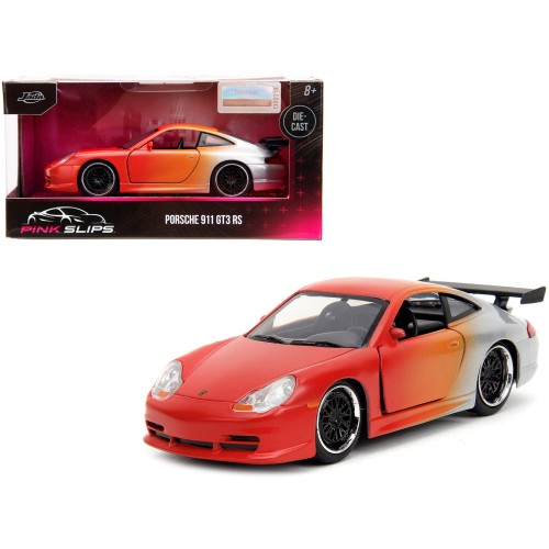 Porsche 911 GT3 RS Matt Orange and Silver Metallic 'Pink Slips' Series 1/32 Diecast Model Car by Jada