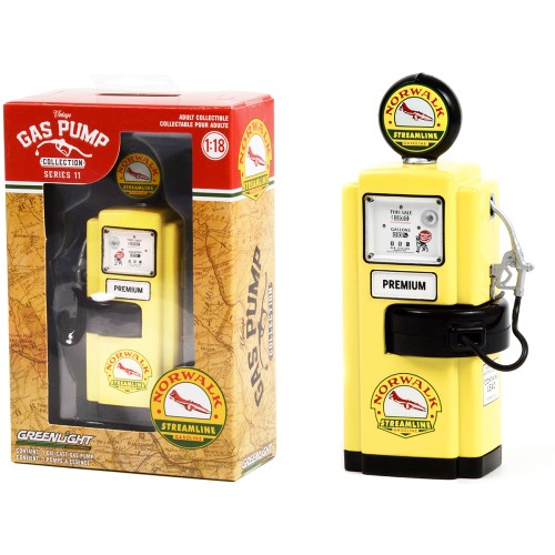 1948 Wayne 100-A Gas Pump 'Norwalk Gasoline' Yellow and Black 'Vintage Gas Pumps' Series 11 1/18 Diecast Model by Greenlight