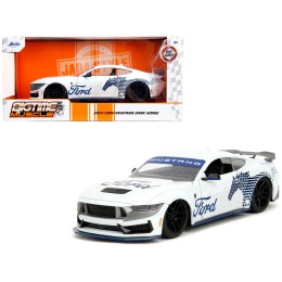 2024 Ford Mustang Dark Horse White with 'Mustang Horse Graphics' 'Bigtime Muscle' Series 1/24 Diecast Model Car by Jada
