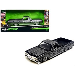1965 Chevrolet El Camino Lowrider Black Metallic with Silver Graphics 'Lowriders' Series 1/25 Diecast Model Car by Maisto