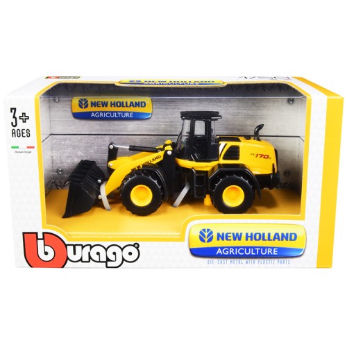 New Holland W170D Wheel Loader Yellow and Black 'New Holland Agriculture' Series 1/50 Diecast Model by Bburago