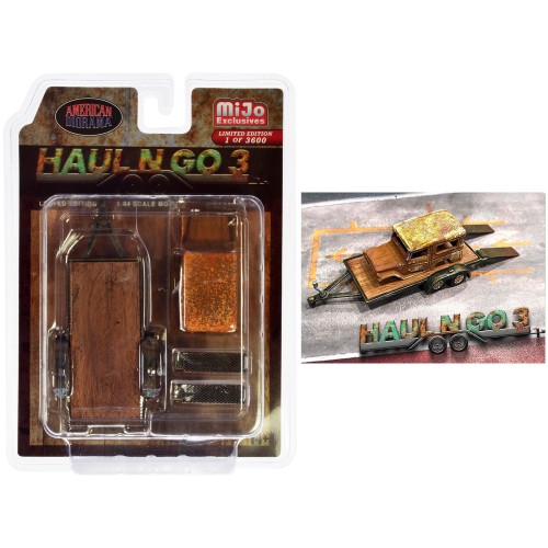 'Haul N Go 3' 4 piece Diecast Model Set (1 Flatbed Trailer 1 Abandoned Car 2 Ramps) Limited Edition to 3600 pieces Worldwide for 1/64 scale models by American Diorama
