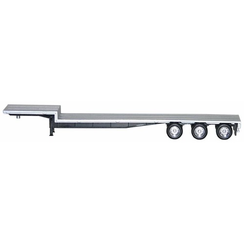 48ft 3-Axle Drop Deck Trailer with Chrome Wheels and Silver Top 1/87 (HO) Plastic Model by Promotex