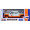 2017 Chevrolet Silverado 1500 LT Z71 Crew Cab Pickup Truck Light Blue with Orange Stripes 'Gulf Oil' 'Gulf Die-Cast Collection' 1/27 Diecast Model Car by Motormax