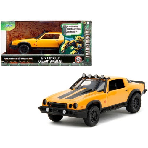 1977 Chevrolet Camaro Off-Road Version Yellow Metallic with Black Stripes 'Transformers: Rise of the Beasts' (2023) Movie 'Hollywood Rides' Series 1/32 Diecast Model Car by Jada