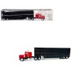 Peterbilt with Sleeper Cab Red with Black Livestock Trailer 1/87 (HO) Plastic Model Car by Promotex