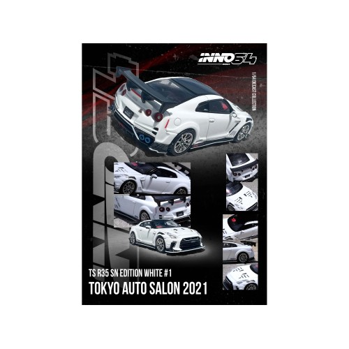 Nissan GT-R (R35) 'Top Secret' RHD (Right Hand Drive) White with Black Top 'Tokyo Auto Salon 2021' 1/64 Diecast Model Car by Inno Models