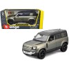 2022 Land Rover Defender 110 Green Metallic with Black Top and Sunroof 1/24 Diecast Model Car by Bburago