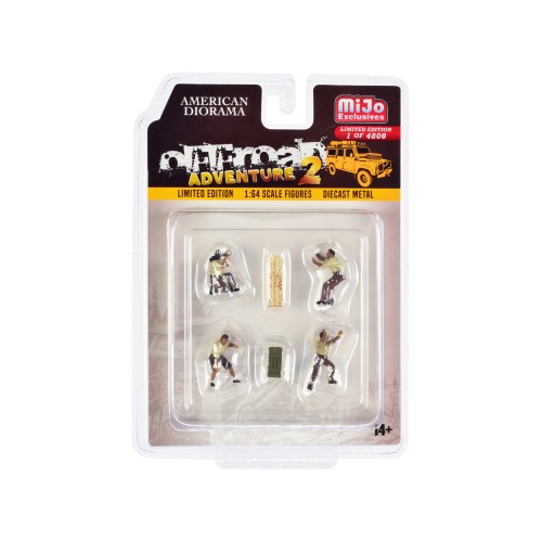 'Off-Road Adventure 2' 6 piece Diecast Set (4 Male Figurines and 2 Accessories) Limited Edition to 4800 pieces Worldwide for 1/64 Scale Models by American Diorama