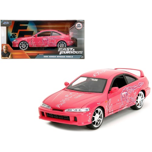 1995 Honda Integra Type R Pink with Graphics 'Fast & Furious Remix' Series 1/24 Diecast Model Car by Jada